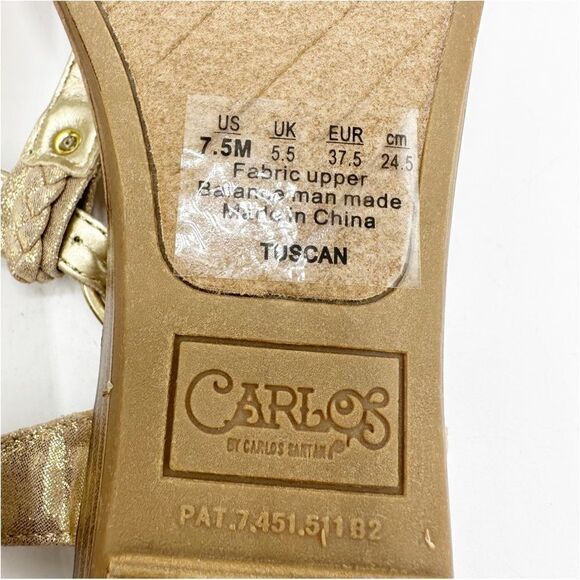 Carlos by Carlos Santana Womens Tuscan Gold‎ Metallic Flat Sandals Shoes 7.5 - Picture 9 of 12